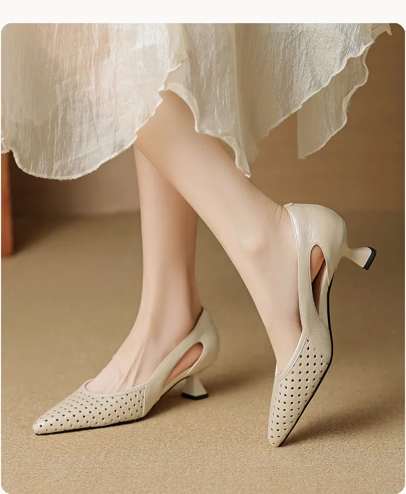 Spring/Summer Sandals, Stiletto Heels, High Heels, Pointed Toes, Openwork Fashion Shoes