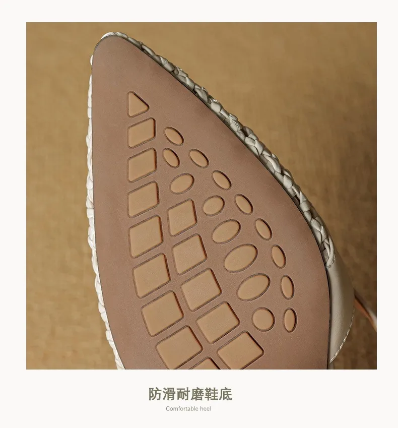 Spring/Summer Slippers Chunky Heel High Heel Pointed Toe Leather Closed Toe Fashion Women's Shoes