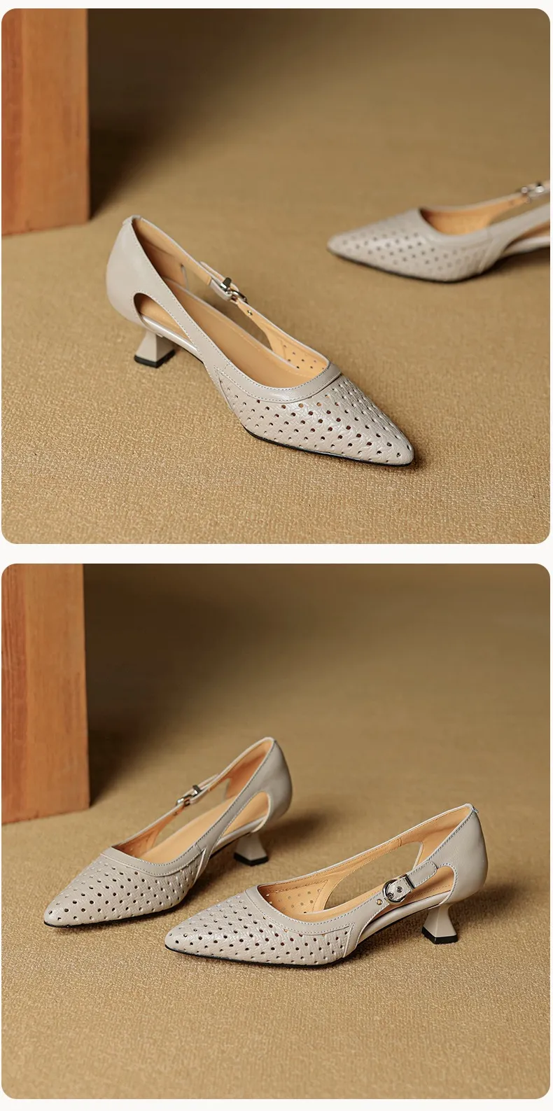 Spring/Summer Pointed-Toe Sandals, Sheepskin Hollow-Out Fashion Women's Shoes