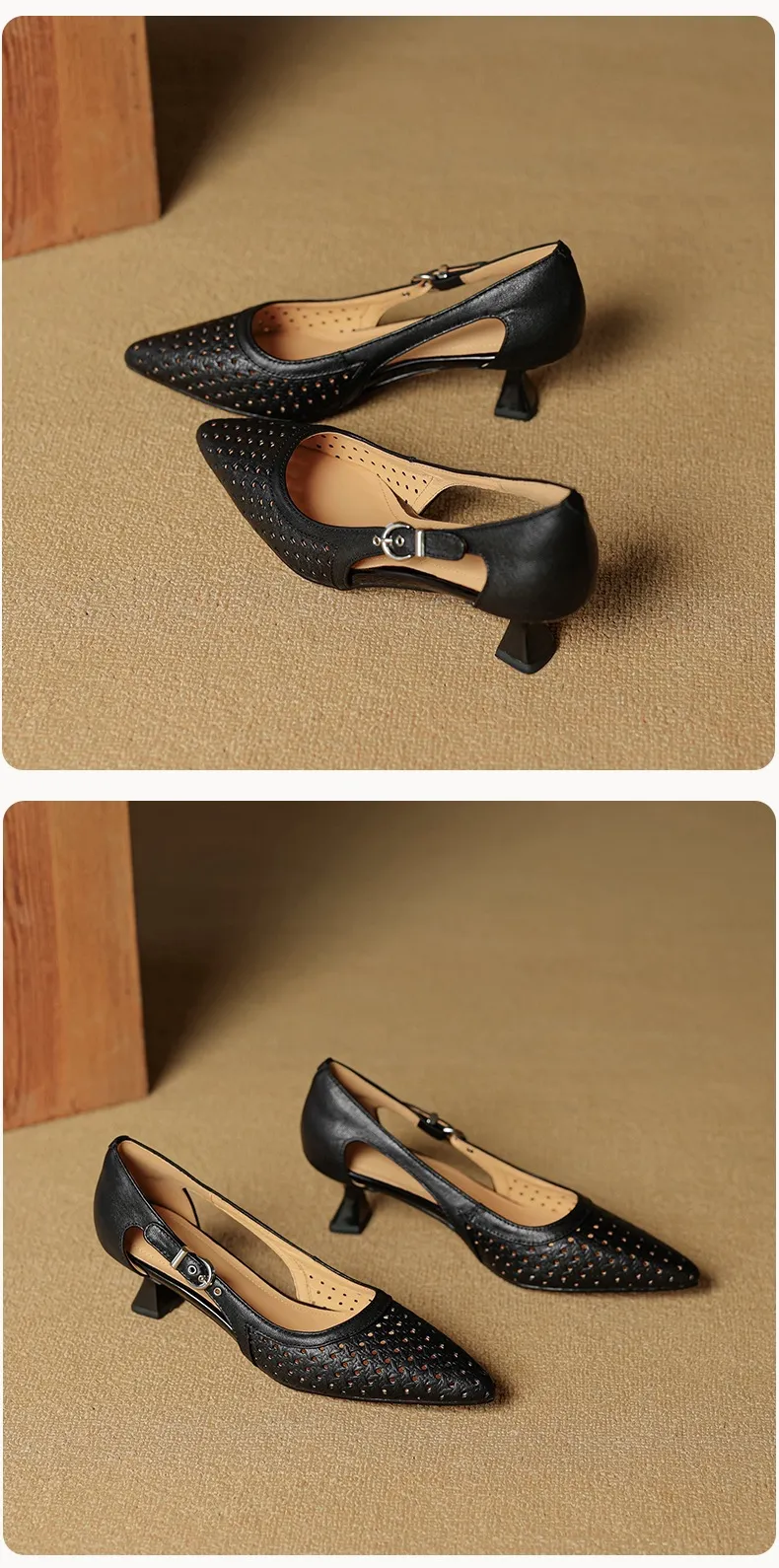 Spring/Summer Pointed-Toe Sandals, Sheepskin Hollow-Out Fashion Women's Shoes