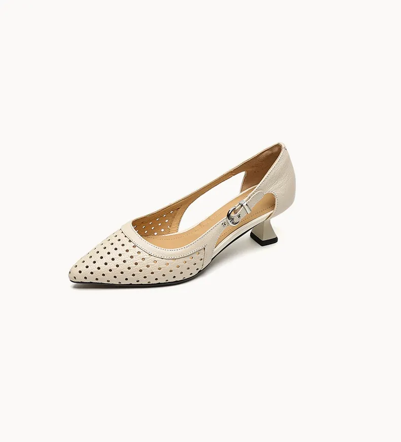 Spring/Summer Pointed-Toe Sandals, Sheepskin Hollow-Out Fashion Women's Shoes