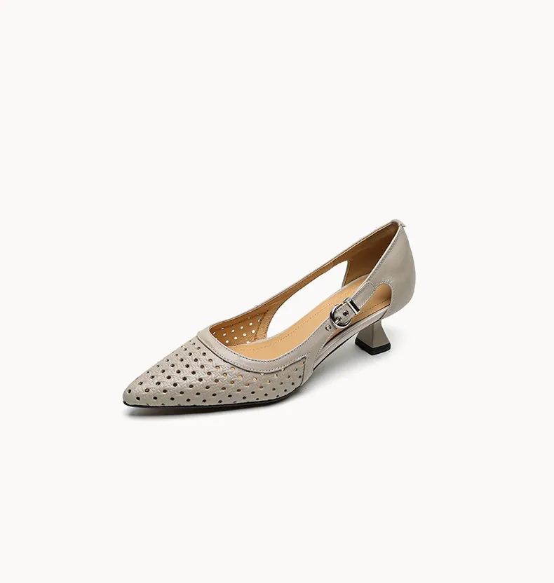 Spring/Summer Pointed-Toe Sandals, Sheepskin Hollow-Out Fashion Women's Shoes