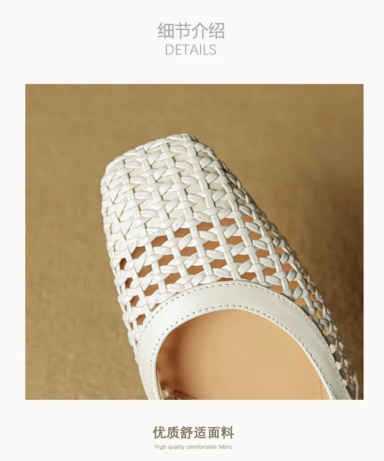 Spring/Summer Square-Toe Flat Leather Fashion Shoes for Women