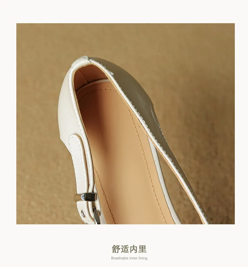 Spring/Summer Square-Toe Flat Leather Fashion Shoes for Women
