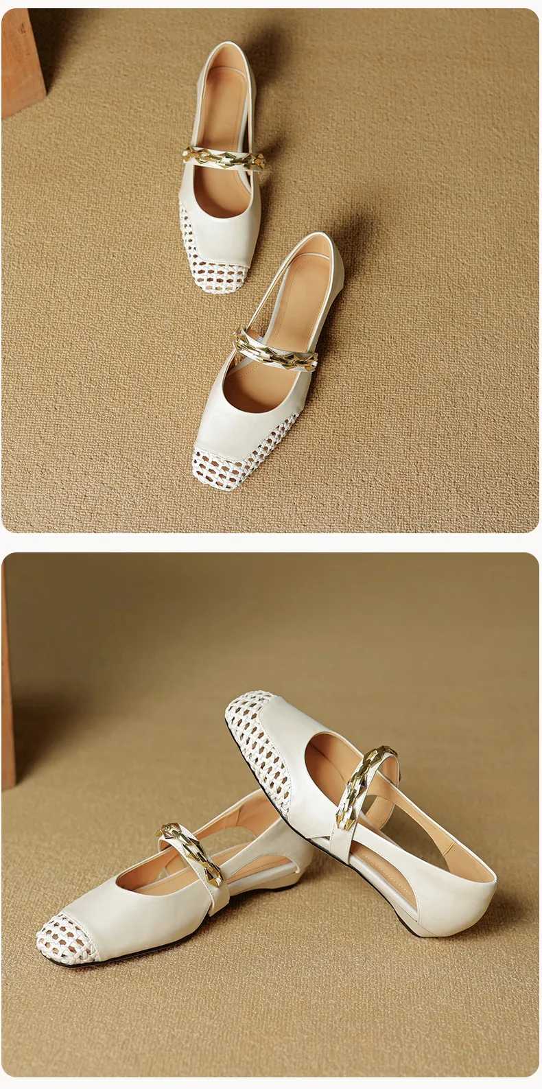 Spring/Summer Square-Toe Flat Leather Fashion Shoes for Women
