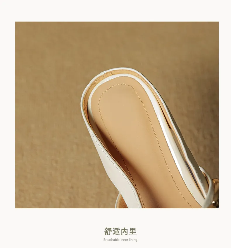 Video account: Square-toe hollowed-out slippers, wedge heel, studded cowhide fashion women's shoes (6-20 pages)