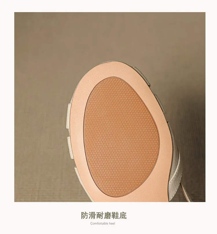 Low-heeled flat sandals, round toe, buckle, sheepskin fashion women's shoes, 6-20u