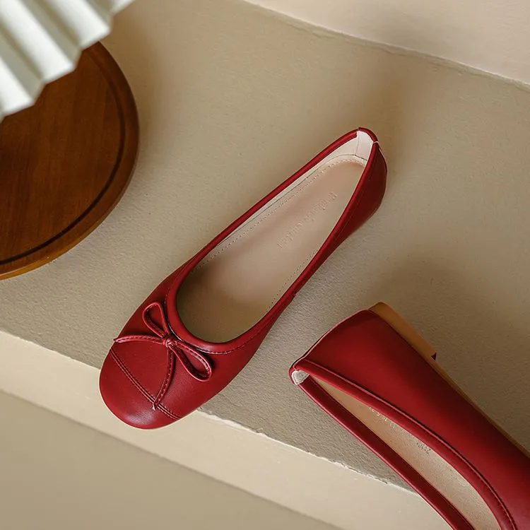 Autumn round-toe flat shoes, comfortable and soft sheepskin women's shoes, 6-23k super soft, 4 colors, little red shoes