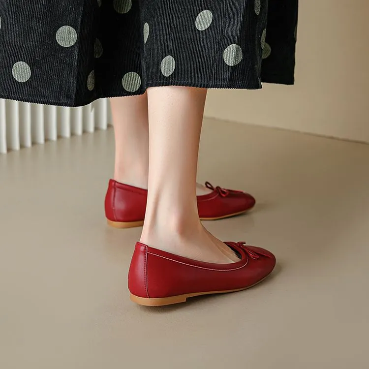 Autumn round-toe flat shoes, comfortable and soft sheepskin women's shoes, 6-23k super soft, 4 colors, little red shoes