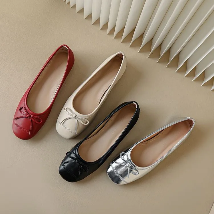 Autumn round-toe flat shoes, comfortable and soft sheepskin women's shoes, 6-23k