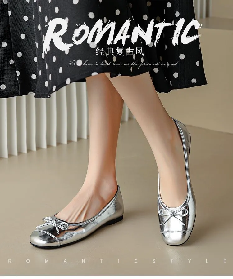 Autumn round-toe flat shoes, comfortable and soft sheepskin women's shoes, 6-23k