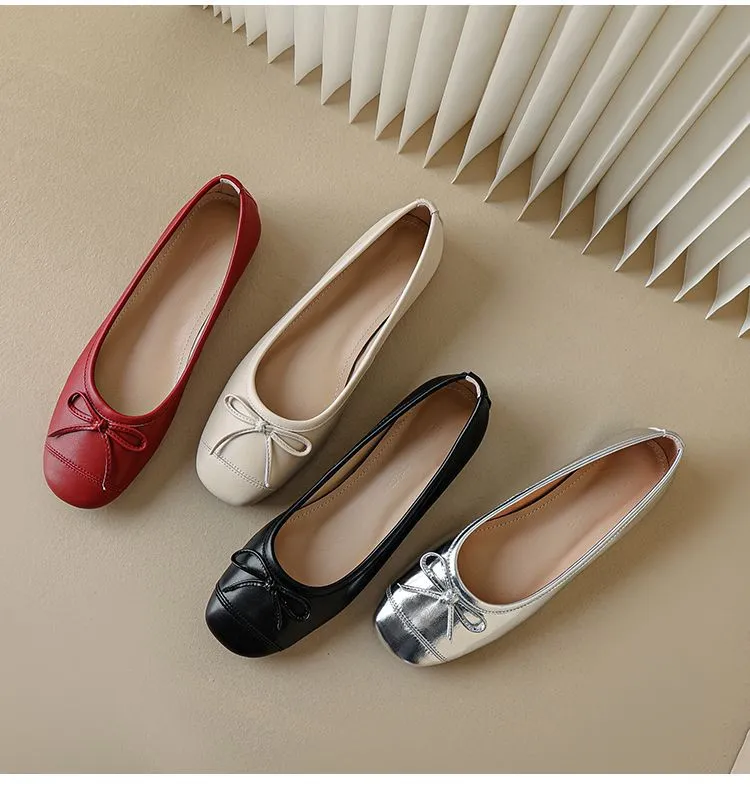 Autumn round-toe flat shoes, comfortable and soft sheepskin women's shoes, 6-23k