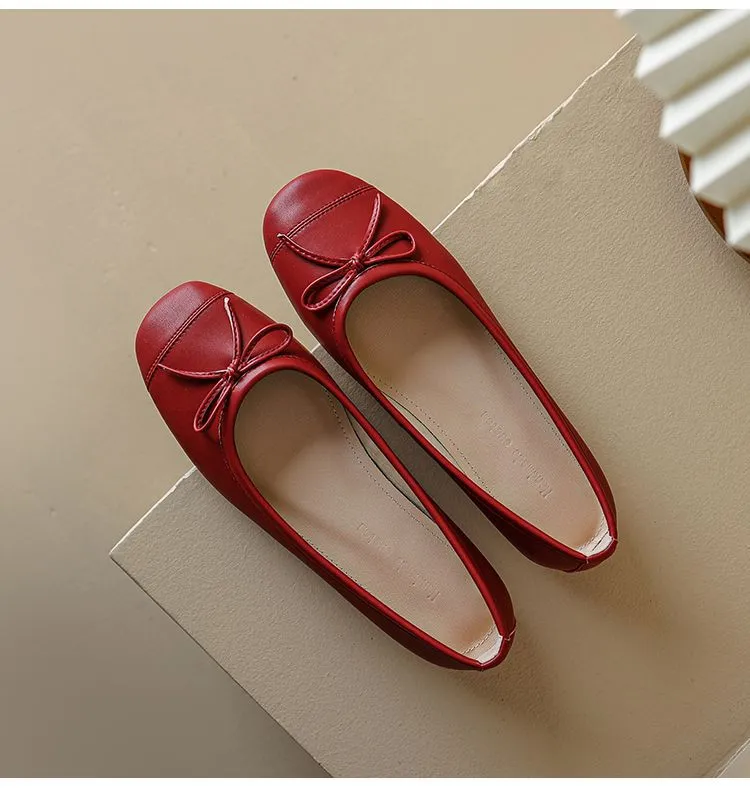 Autumn round-toe flat shoes, comfortable and soft sheepskin women's shoes, 6-23k