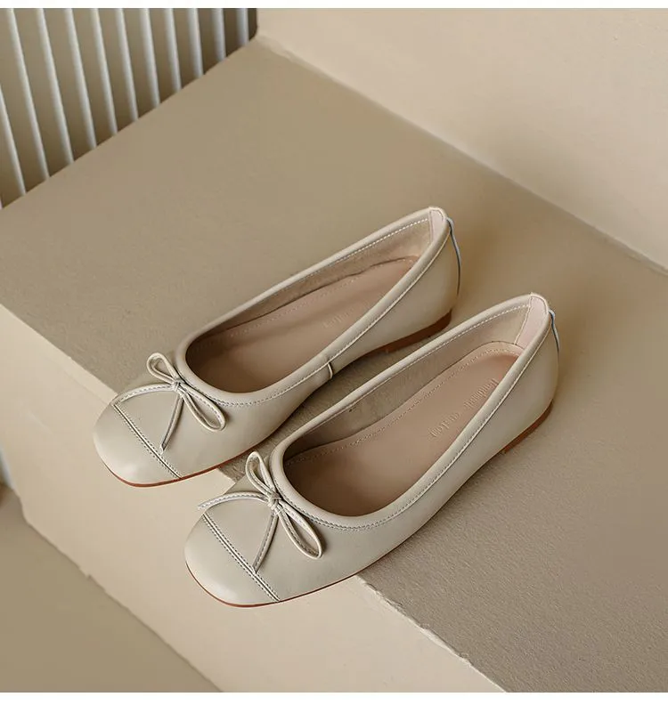 Autumn round-toe flat shoes, comfortable and soft sheepskin women's shoes, 6-23k