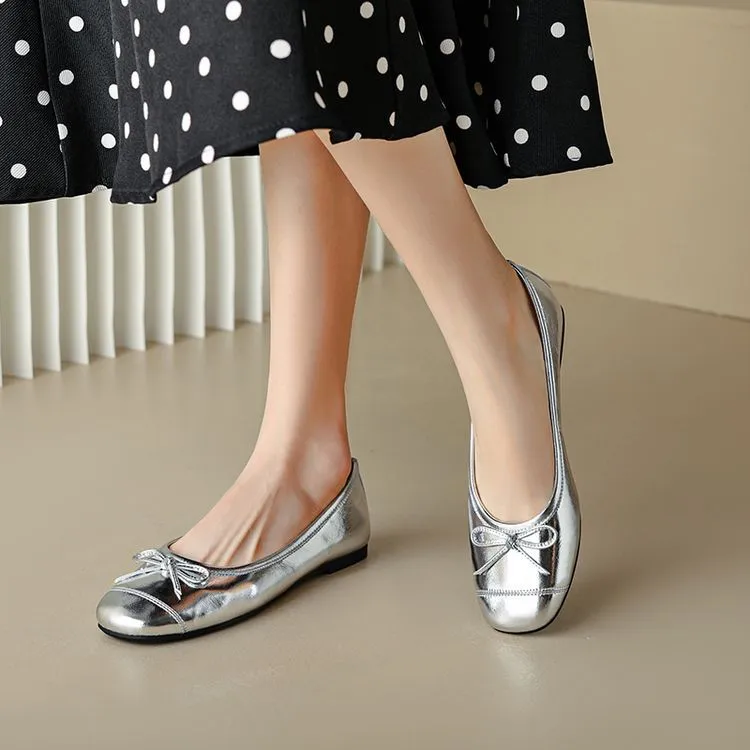 Autumn round-toe flat shoes, comfortable and soft sheepskin women's shoes, 6-23k