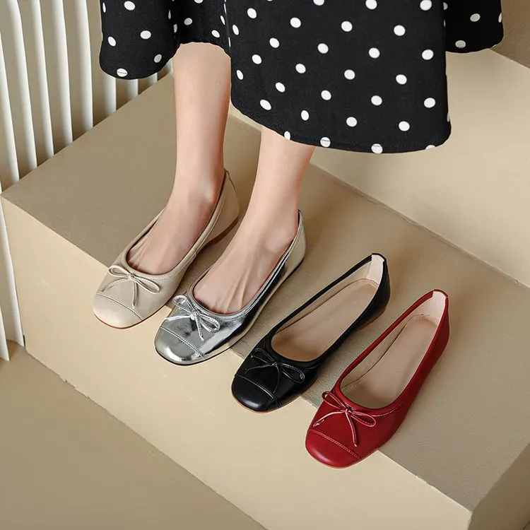 Autumn round-toe flat shoes, comfortable and soft sheepskin women's shoes, 6-23k