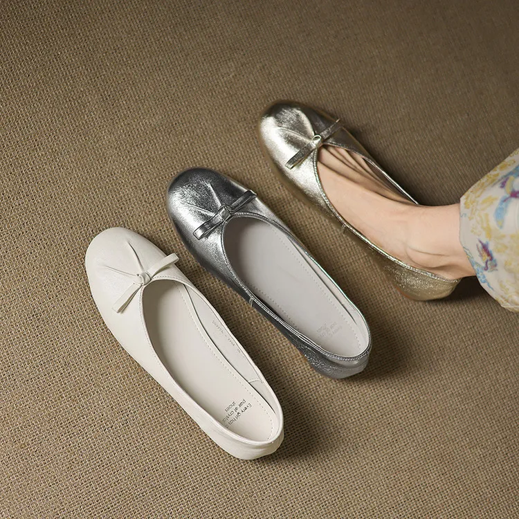 Spring/Summer Round Toe Flat Shoes with Bow - Comfortable and Soft Women's Shoes 6-23j