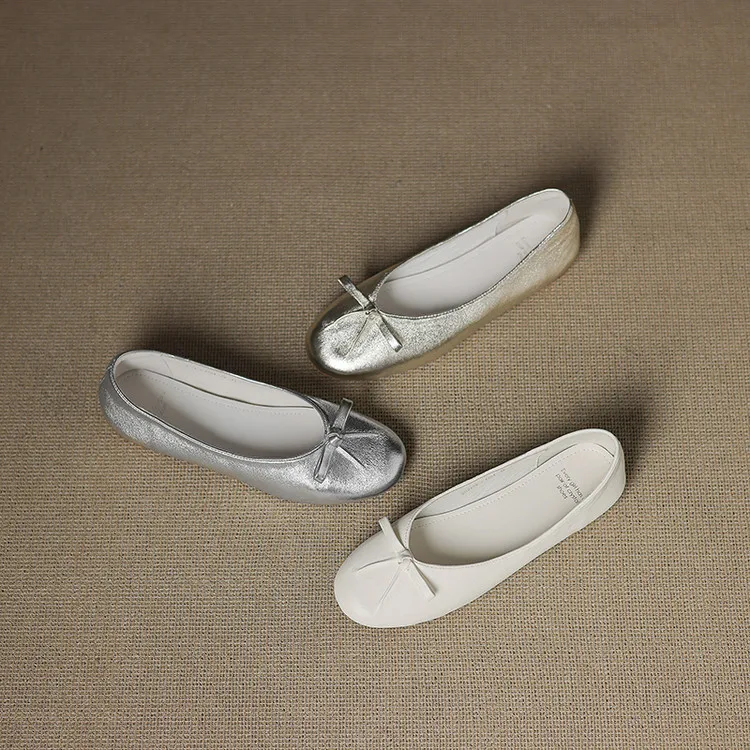 Spring/Summer Round Toe Flat Shoes with Bow - Comfortable and Soft Women's Shoes 6-23j