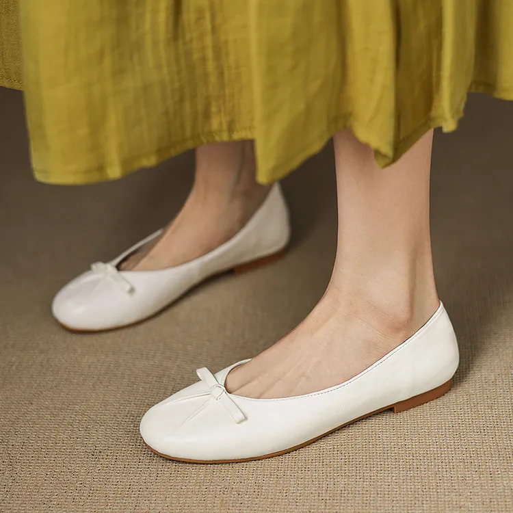 Spring/Summer Round Toe Flat Shoes with Bow - Comfortable and Soft Women's Shoes 6-23j