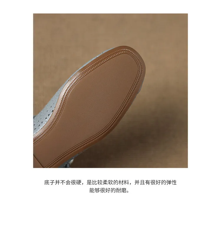 Round-toe flat shoes, hollowed-out sheepskin, blue and off-white fashion women's shoes, 6-28a
