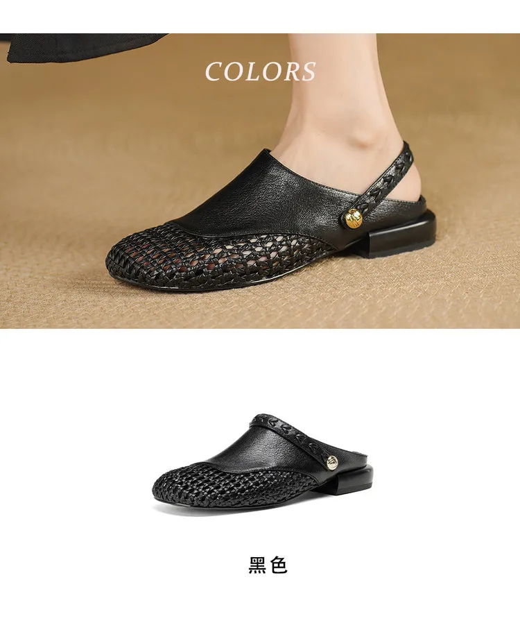 Mainly recommending summer two-way retro woven hollow camellia closed-toe sandals with straps, suitable for both summer and outdoor use.