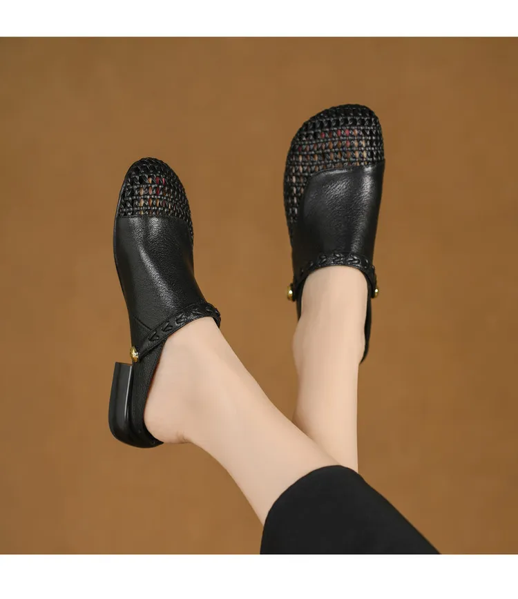 Mainly recommending summer two-way retro woven hollow camellia closed-toe sandals with straps, suitable for both summer and outdoor use.