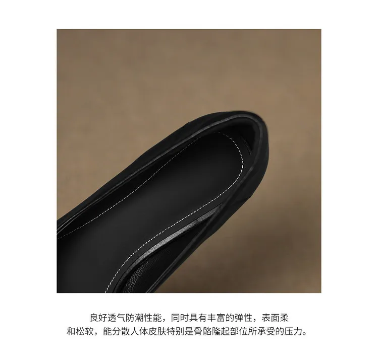 Autumn sheepskin square-toe low-cut slip-on shoes with chunky heels and bows