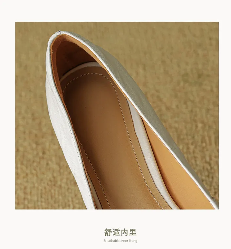 Pointed-toe, low-cut, stiletto heeled slip-on fashion sheepskin women's shoes