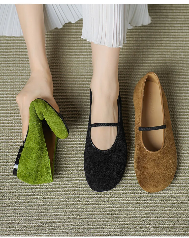 Autumn/Winter Round Toe Flat Leather Solid Color Fashion Women's Shoes