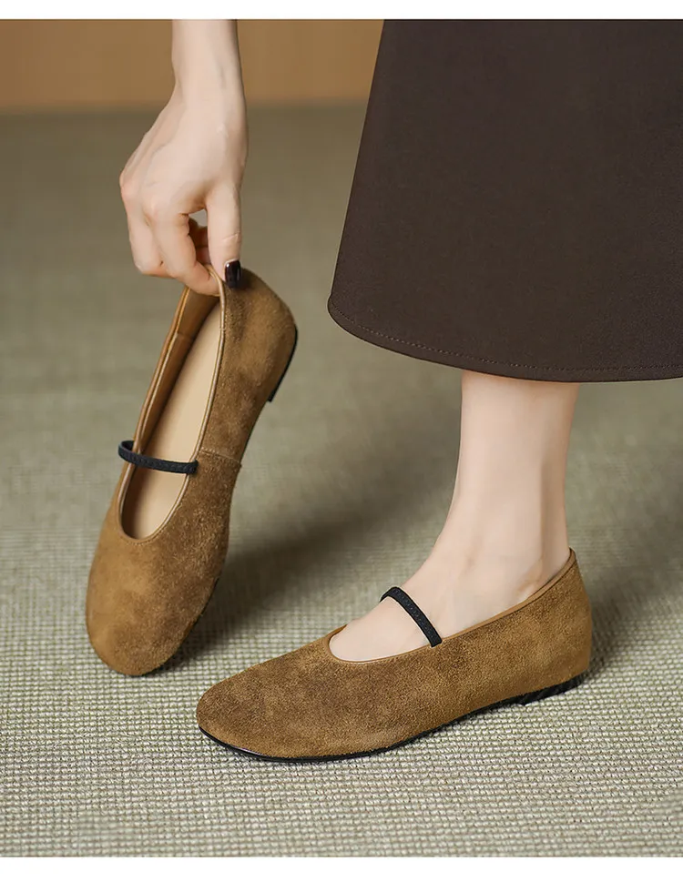 Autumn/Winter Round Toe Flat Leather Solid Color Fashion Women's Shoes