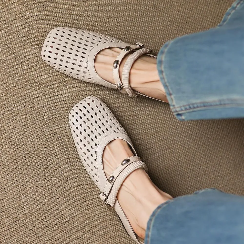 Stylish two-way sandals with hidden wedge heels, summer round toe, hollowed-out mid-heel, closed-toe women's shoes, sizes 34-42 (plus size).