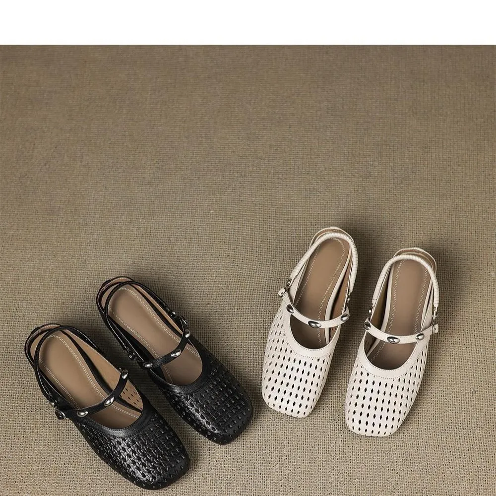 Stylish two-way sandals with hidden wedge heels, summer round toe, hollowed-out mid-heel, closed-toe women's shoes, sizes 34-42 (plus size).