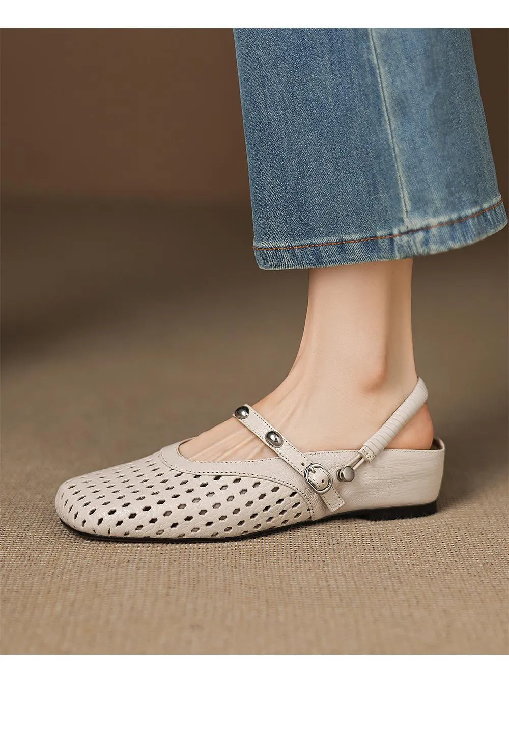 Stylish two-way sandals with hidden wedge heels, summer round toe, hollowed-out mid-heel, closed-toe women's shoes, sizes 34-42 (plus size).
