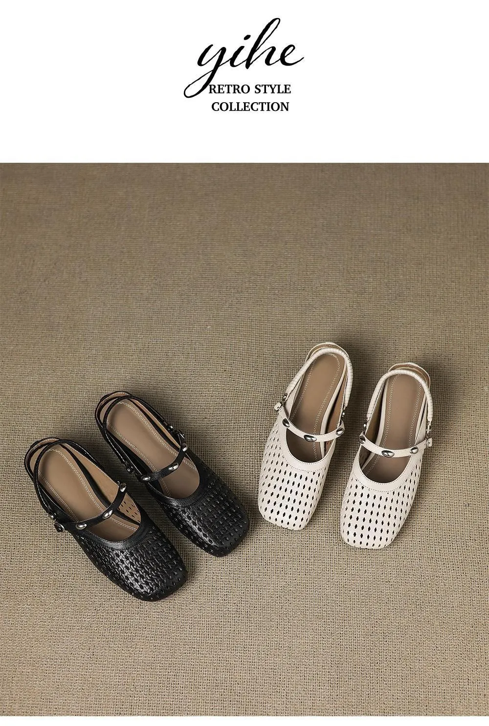 Stylish two-way sandals with hidden wedge heels, summer round toe, hollowed-out mid-heel, closed-toe women's shoes, sizes 34-42 (plus size).