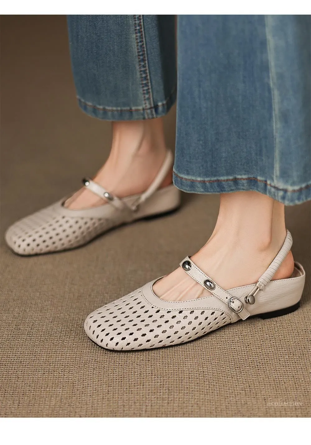 Stylish two-way sandals with hidden wedge heels, summer round toe, hollowed-out mid-heel, closed-toe women's shoes, sizes 34-42 (plus size).