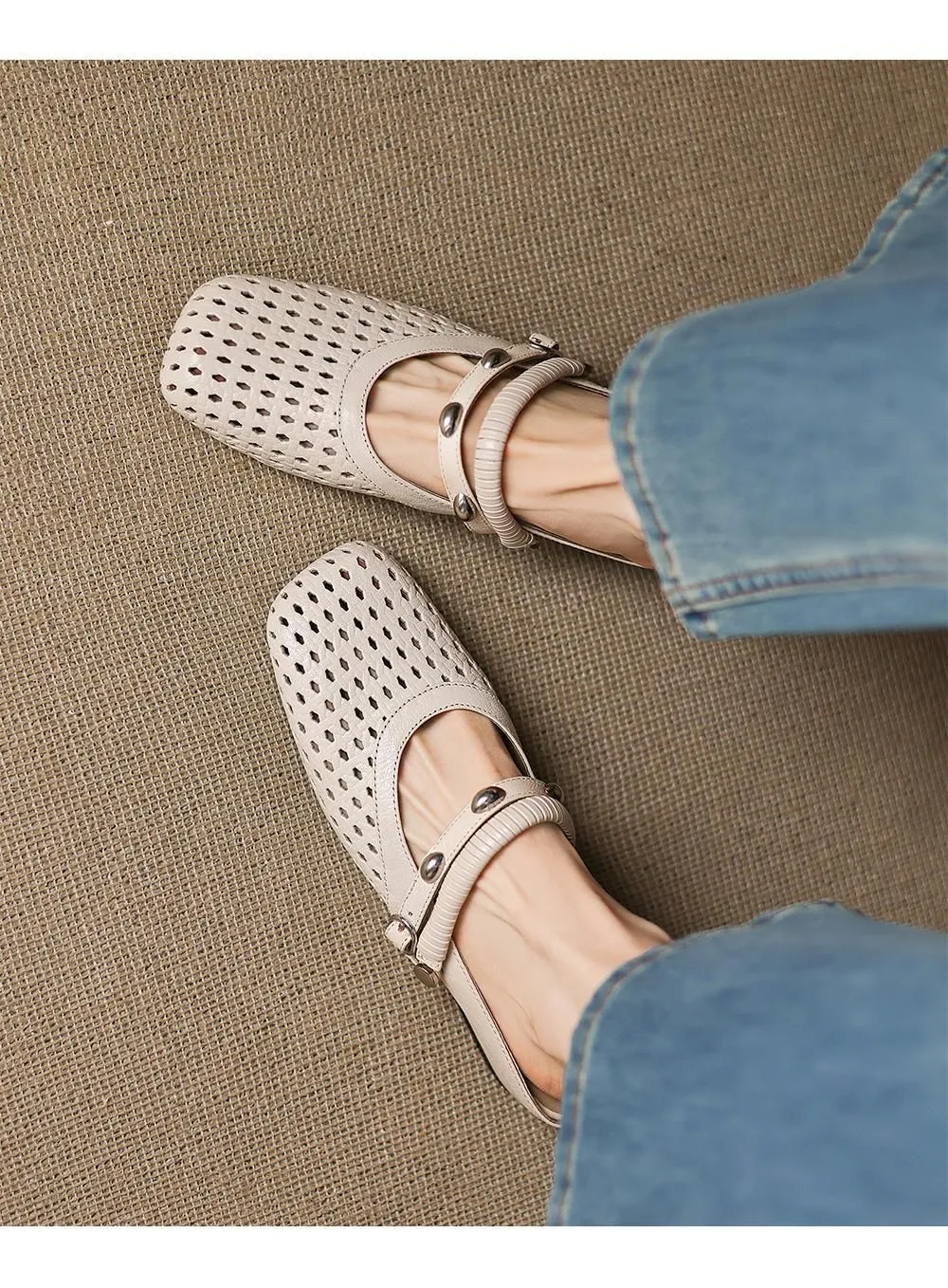 Stylish two-way sandals with hidden wedge heels, summer round toe, hollowed-out mid-heel, closed-toe women's shoes, sizes 34-42 (plus size).