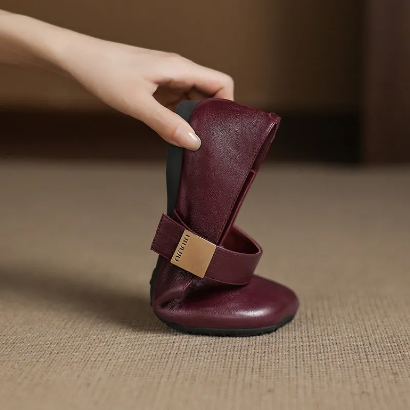Autumn/Winter Flat Shoes, Square Toe, Comfortable Soft Sole, Women's Shoes