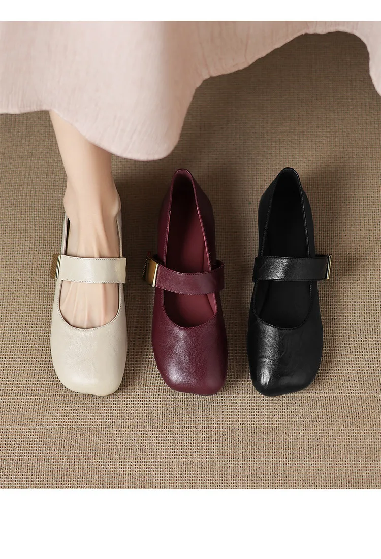 Autumn/Winter Flat Shoes, Square Toe, Comfortable Soft Sole, Women's Shoes