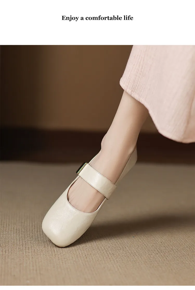 Autumn/Winter Flat Shoes, Square Toe, Comfortable Soft Sole, Women's Shoes