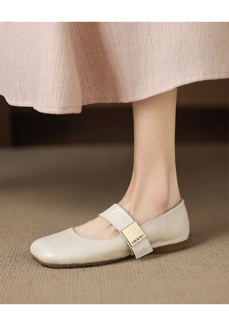 Autumn/Winter Flat Shoes, Square Toe, Comfortable Soft Sole, Women's Shoes