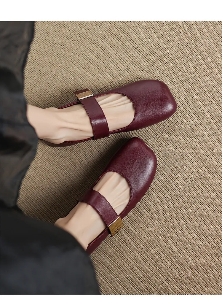 Autumn/Winter Flat Shoes, Square Toe, Comfortable Soft Sole, Women's Shoes