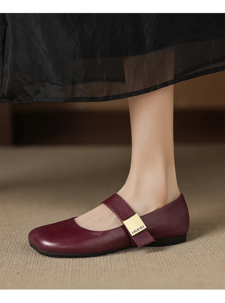 Autumn/Winter Flat Shoes, Square Toe, Comfortable Soft Sole, Women's Shoes