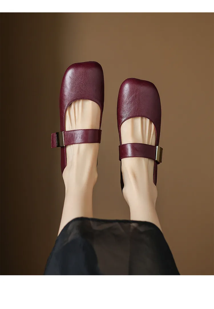 Autumn/Winter Flat Shoes, Square Toe, Comfortable Soft Sole, Women's Shoes