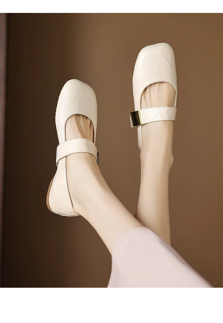 Autumn/Winter Flat Shoes, Square Toe, Comfortable Soft Sole, Women's Shoes