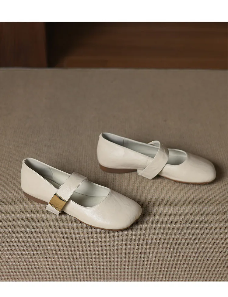 Autumn/Winter Flat Shoes, Square Toe, Comfortable Soft Sole, Women's Shoes