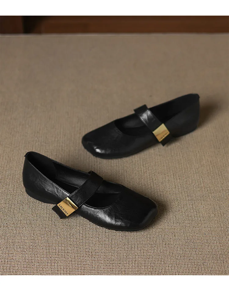 Autumn/Winter Flat Shoes, Square Toe, Comfortable Soft Sole, Women's Shoes