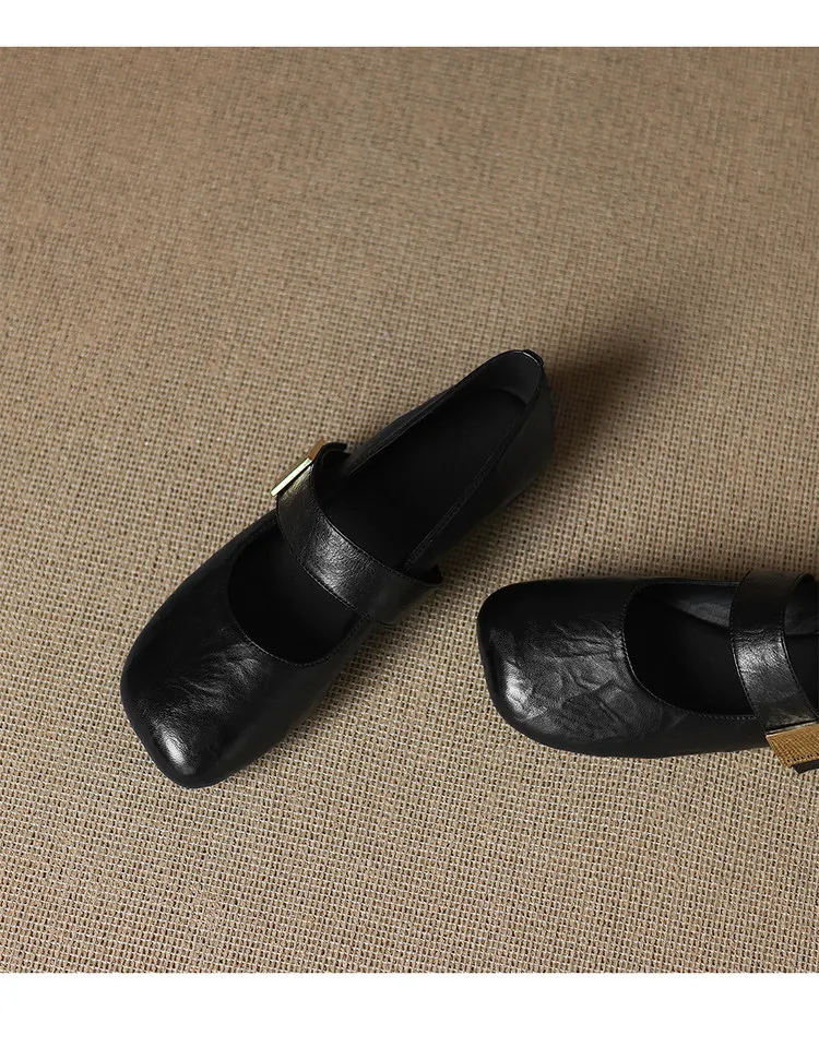 Autumn/Winter Flat Shoes, Square Toe, Comfortable Soft Sole, Women's Shoes