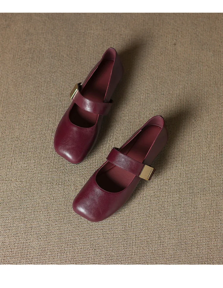 Autumn/Winter Flat Shoes, Square Toe, Comfortable Soft Sole, Women's Shoes