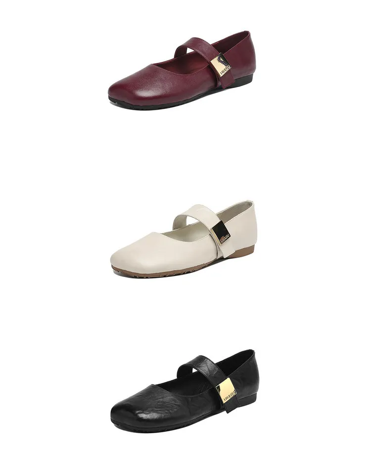 Autumn/Winter Flat Shoes, Square Toe, Comfortable Soft Sole, Women's Shoes