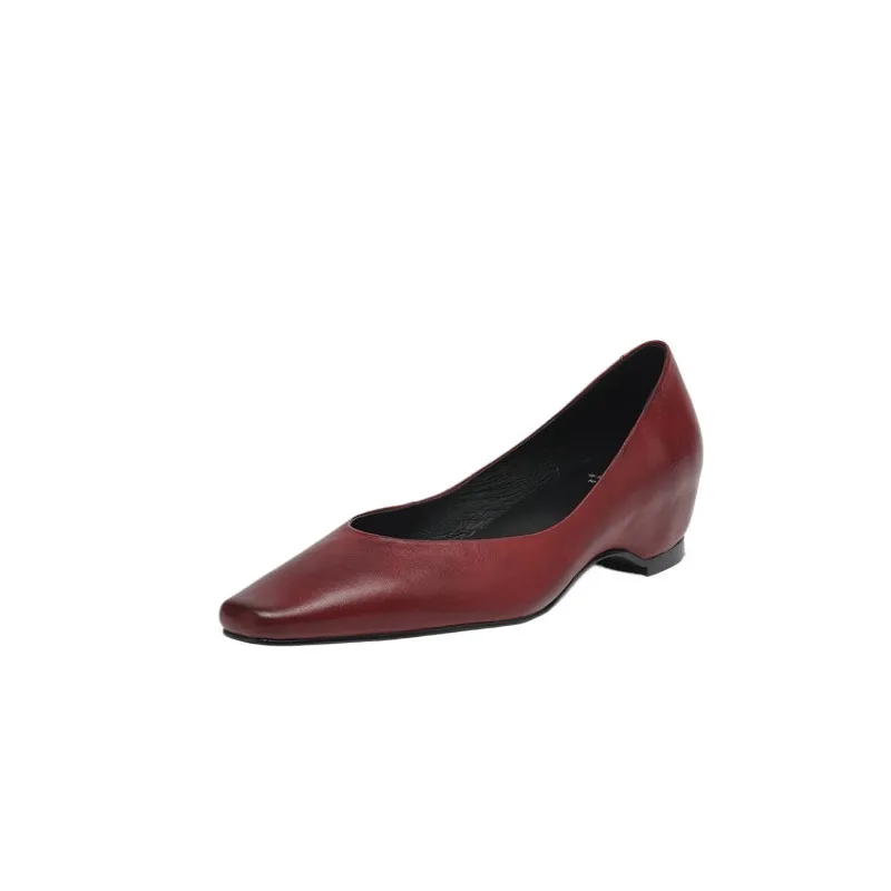 Spring and Autumn Single Shoes with Square Toe, Chunky Heel, High Heel, and Slip-on Style for Women